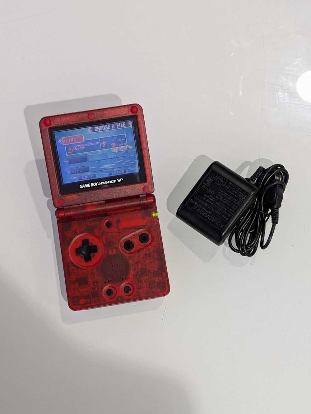 Transparent Clear Red Nintendo Game Boy Advance SP AGS-001 GBA SP with Charger